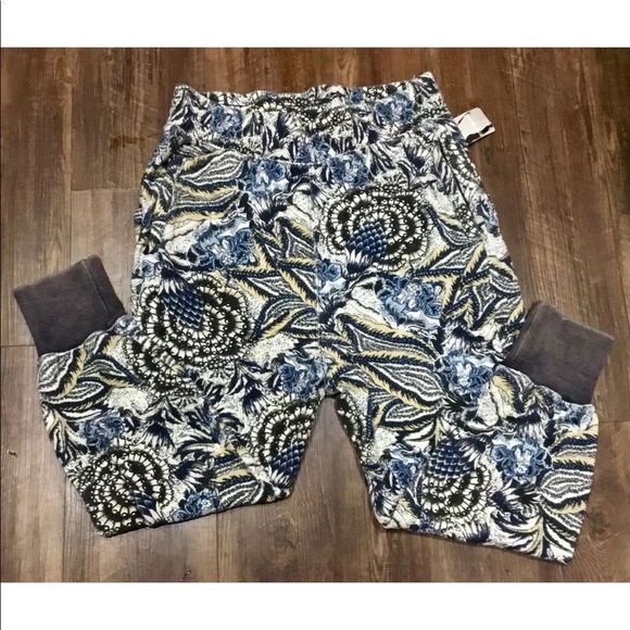 Free People June Bug Jogger Slouchy Blue Black Tan - Picture 2 of 4